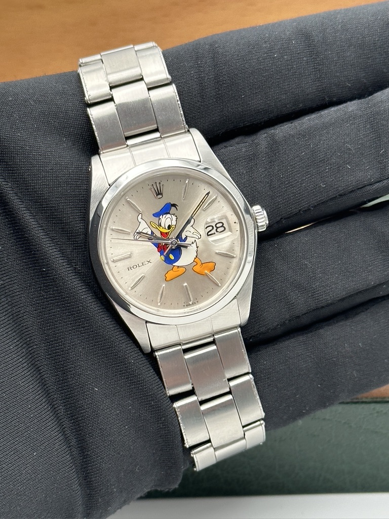 Rolex Oyster Date Precision Donald Duck Paperino Silver Dial